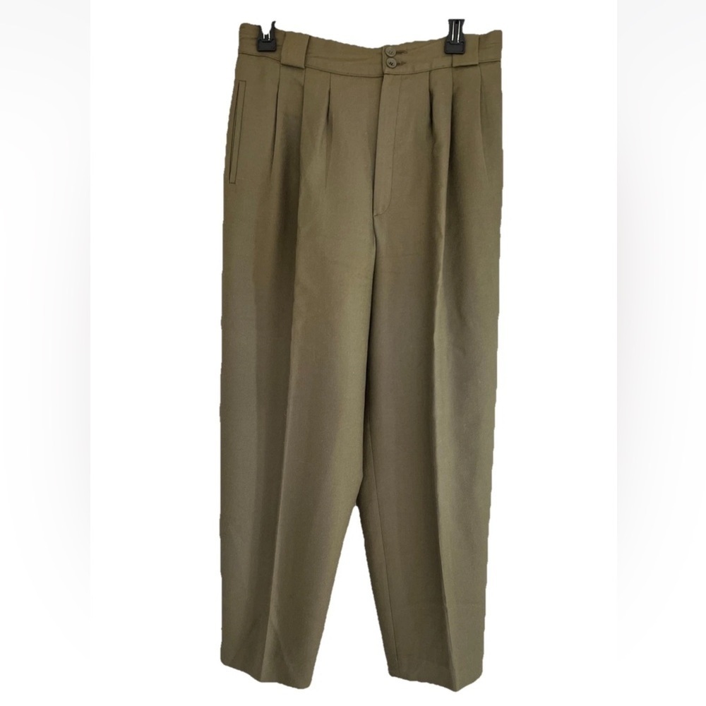 Vintage Giorgio Sant’Angelo Pants 29” Pure Wool Lined High Rise Pleated Green
